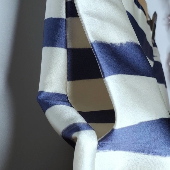 Topshop Striped Midi Skirt Asymmetric Navy Size 4 - Picture 2 of 13